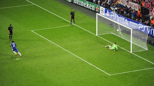 Didier Drogba scores the penalty that won the European Champions League for Chelsea