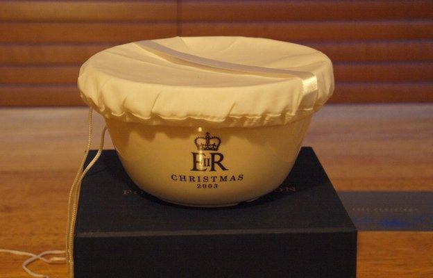 Serving bowl with royal crest and insignia