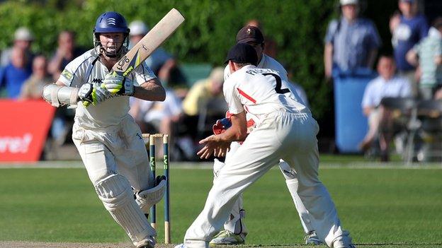 Chris Rogers bats out the day at Aigburth