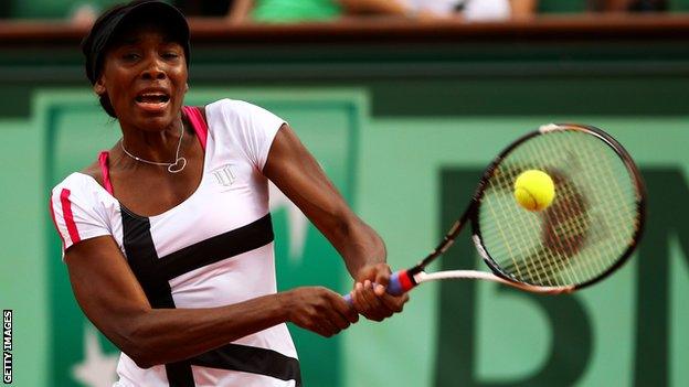 Venus Williams in action at the French Open