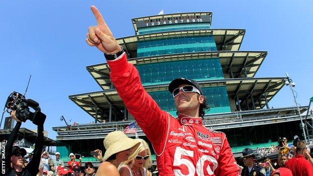 Dario Franchitti celebrates his victory