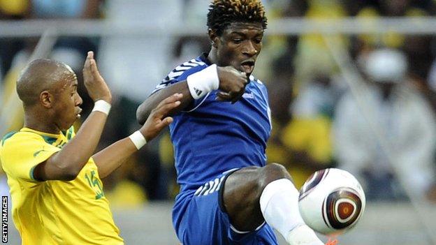 Sierra Leone (in blue) take on South Africa in a 2012 Nations Cup qualifier