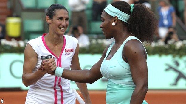 Virginie Razzano and Serena Williams