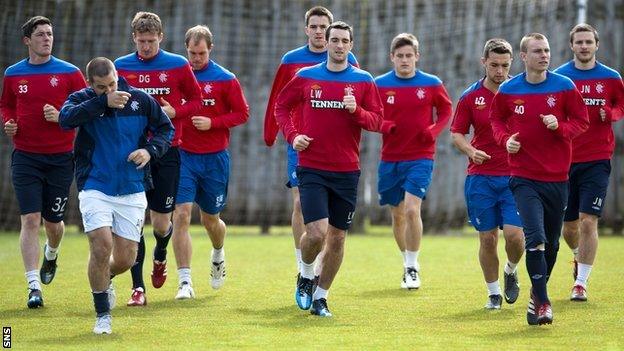 Rangers players training