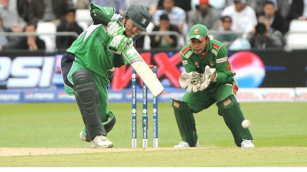 Niall O'Brien batting for Ireland against Bangladesh at the Twenty20 World Cup in 2009