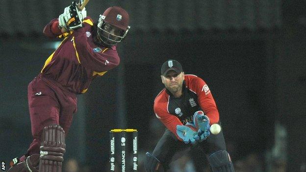 Chris Gayle in action for West Indies against England at the 2011 World Cup