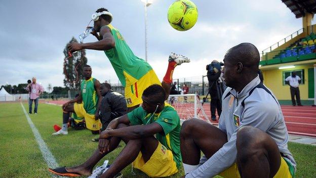 Mali's footballers at training