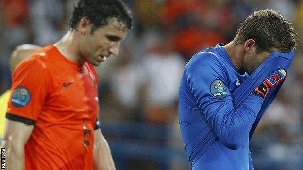 Netherlands players Mark van Bommel and Maarten Stekelenburg