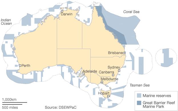 Network of proposed marine reserves around Australia