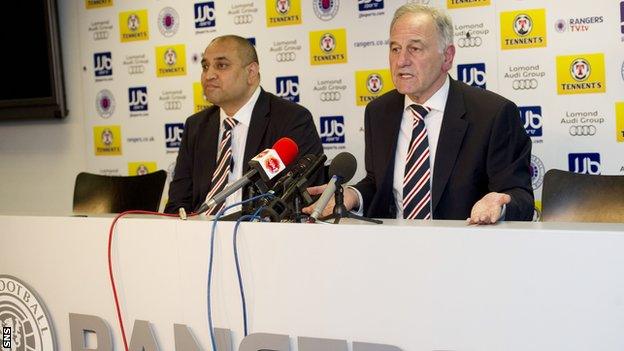 Charles Green (right) at the announcement that Rangers are forming a new company