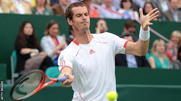 Andy Murray in action at The Boodles