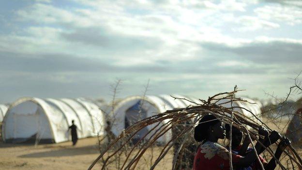 Archive shot of shelters at Dadaab camp in Kenya