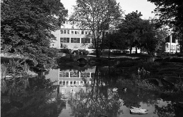 Television Centre from the park behind the building