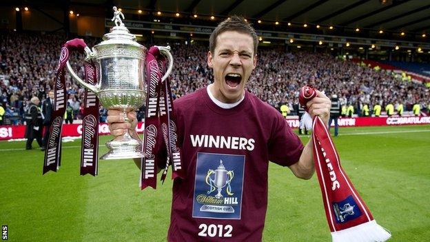 Ian Black celebrating with the Scottish Cup