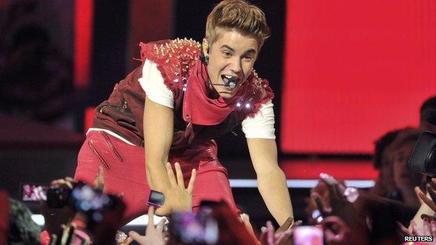 Justin Bieber performing