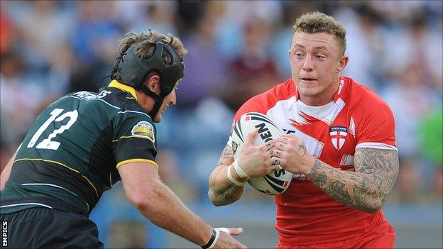 Wigan's Josh Charnley in action for England