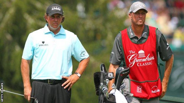 Phil Mickelson and caddie Jim Mackay