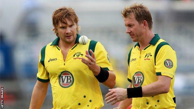 Shane Watson (left) and Brett Lee