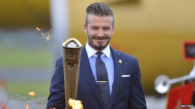 David Beckham with Olympic torch