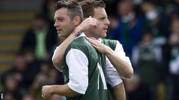 Ivan Spoule celebrates his goal against East Fife with Maybury