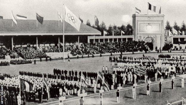 The opening of the 1920 Olympic Games, held in Antwerp, Belgium