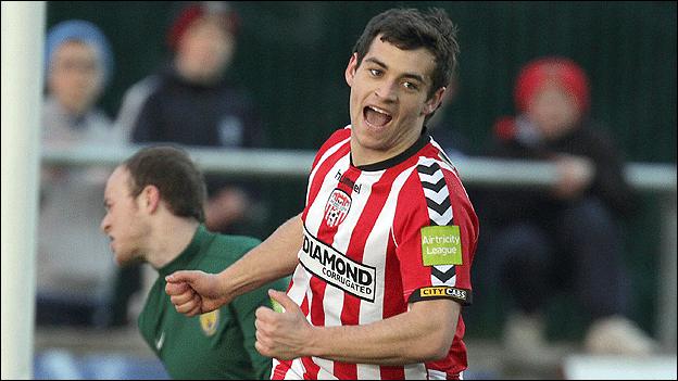 David McDaid scored for Derry City against Dundalk