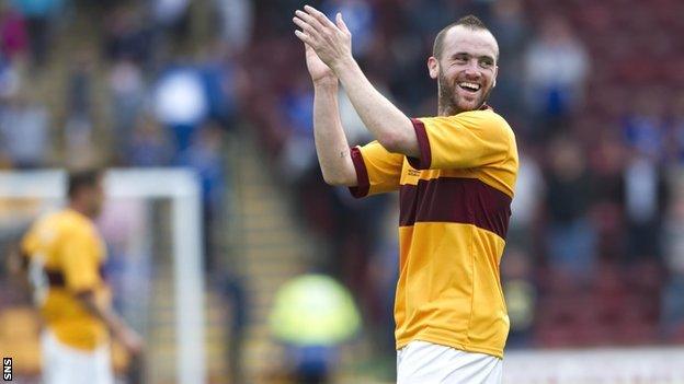 James McFadden plays for Motherwell in Stevie Hammell's testimonial against Everton