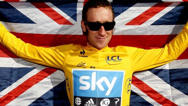 Bradley Wiggins with union jack flag