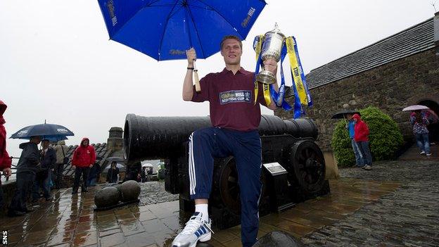 Marius Zaliukas, who lifted the trophy for Hearts last season, helped make the draw