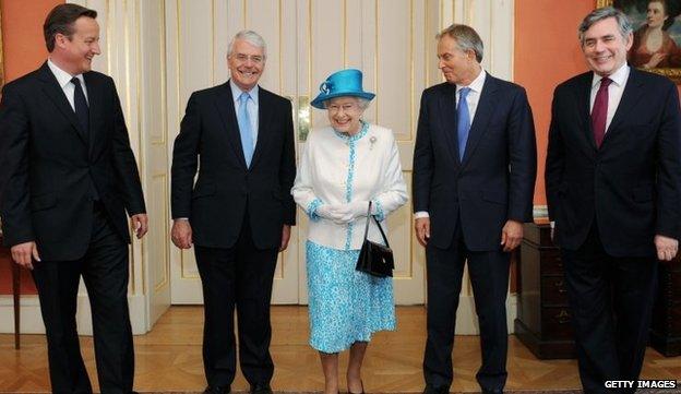 The Queen with former PMs