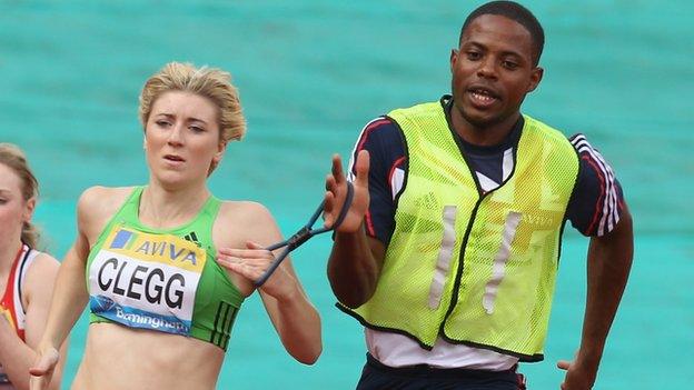 Libby Clegg and guide runner Mikail Huggins