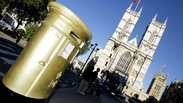 A golden postbox