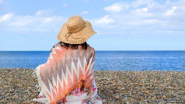 Woman sitting on a beach