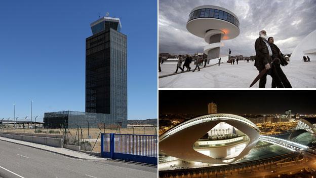 Ciudad Real airport, Valencia arts and science city, Aviles cultural centre