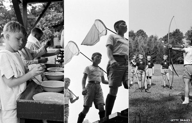 Scenes from 1950s summer camps in the USA