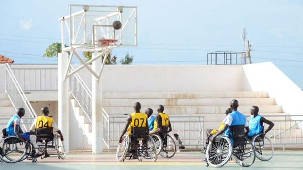 Basketball players in Juba