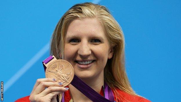 Rebecca Adlington shows off bronze medal