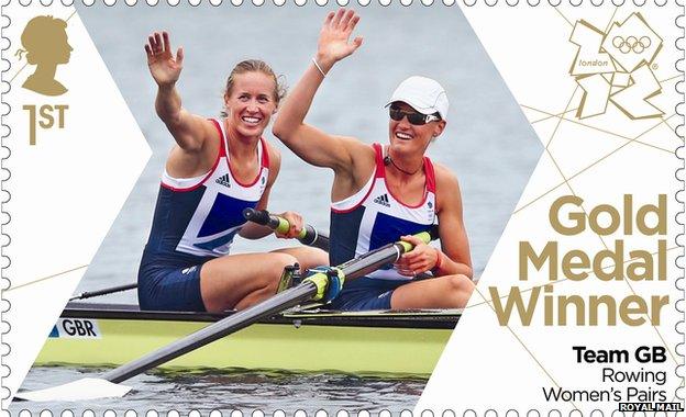 Rowers Helen Glover and Heather Stanning feature on the stamp