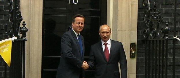 David Cameron welcomes President Putin to Downing Street