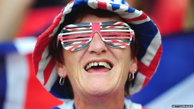 Woman in Union Flag attire