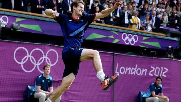 Andy Murray celebrates Olympic gold