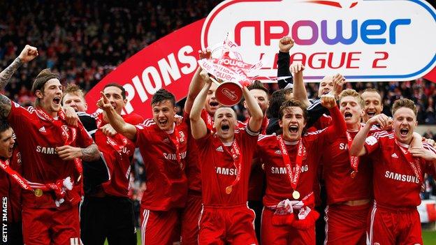 Swindon Town celebrate the League Two title