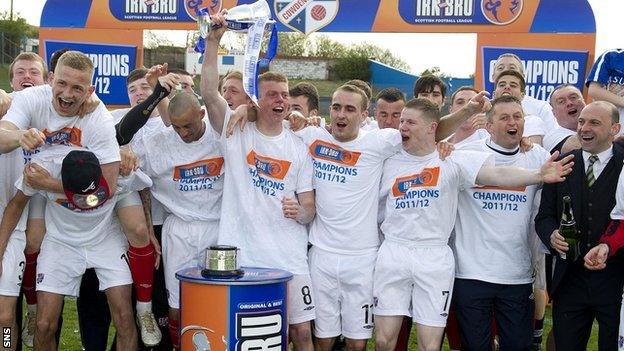 Cowdenbeath celebrate becoming Division Two champions in May