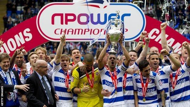 Reading celebrate winning the Championship title