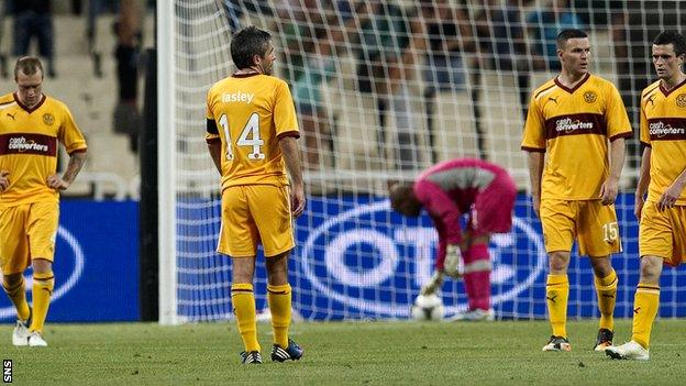 Motherwell lost 3-0 to Panathinaikos in Athens