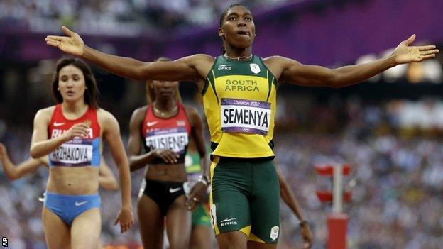 South Africa's Caster Semenya competes in the women's 800m semi-finals