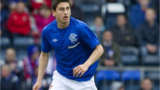 Bedoya in action for Rangers against Linfield in pre-season