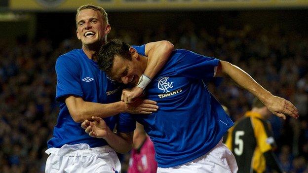 Rangers' Dean Shiels and Lee McCulloch celebrate against East Fife