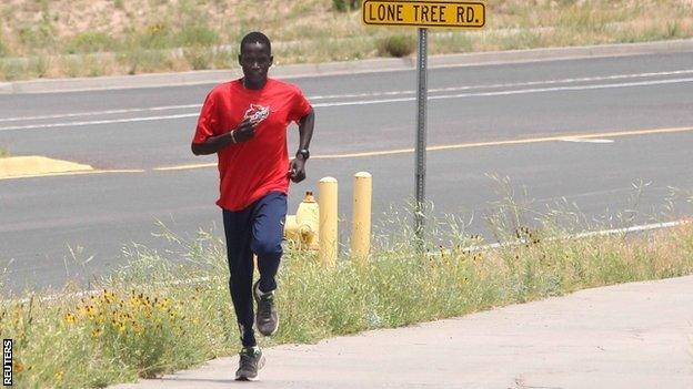 Guor Marial trains for the Olympic marathon in Arizona