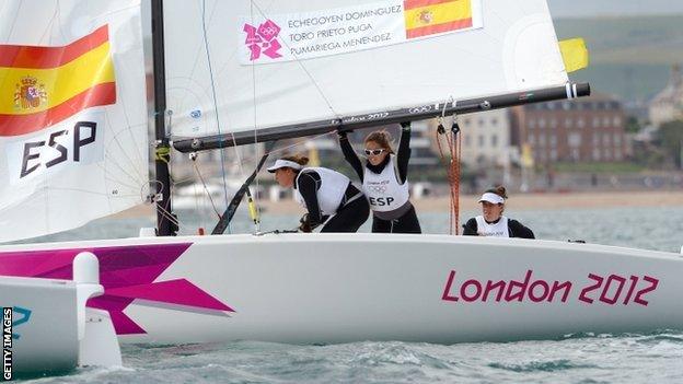 The winning Spanish sailors in the Elliott 6m class